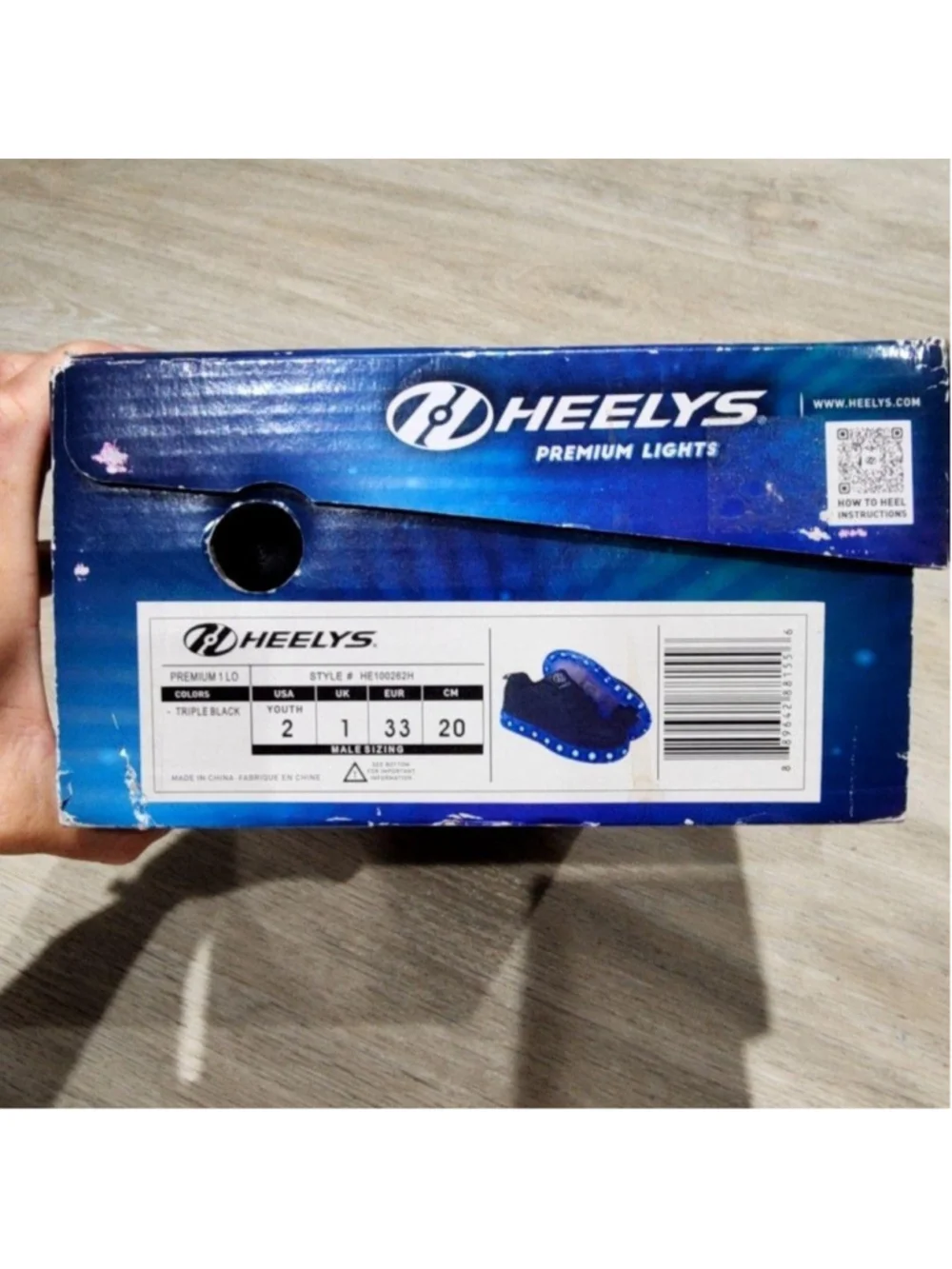 Heelys Premium Lights L10 Shoes Boys 2 Black LED Light Up Roller Sneakers Casual
